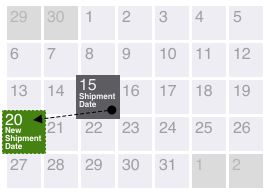 Subscription Calendar showing date change